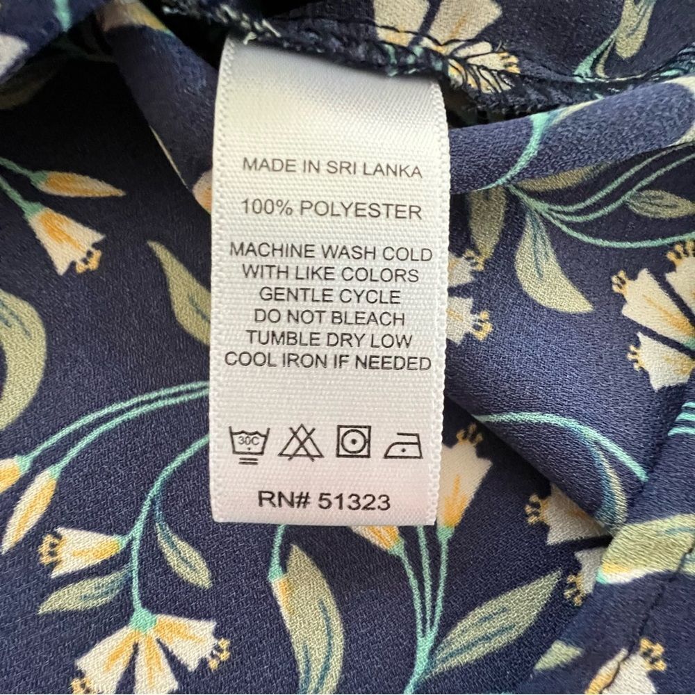 1. State Navy Floral Flutter Sleeve Tie Neck Blouse - Picture 6 of 8